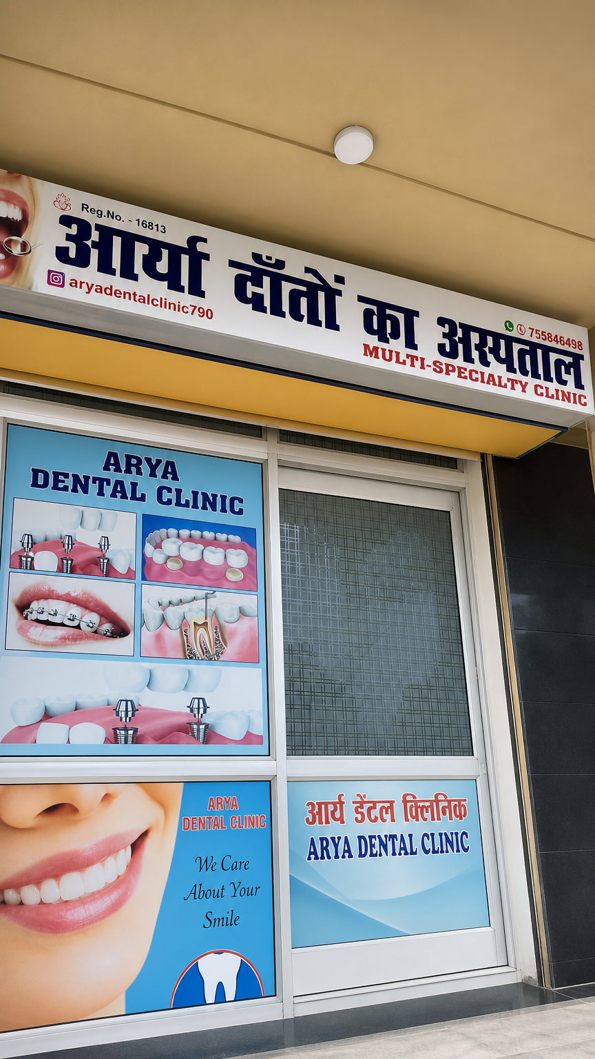 Arya Dental Clinic entrance in Takrohi, Lucknow